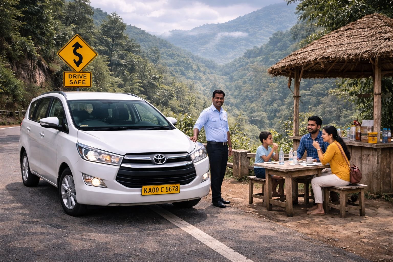 Safe taxi driving for Coorg hill routes and outstation trips to Ooty Wayanad Chikmagalur